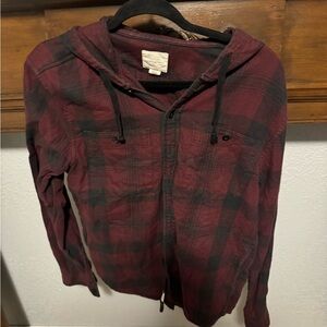 American Eagle Outfitters Red and Black Plaid Shirt Jacket